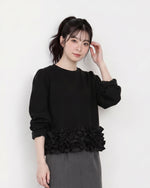 「秋季新品 」「兩色」立體荷葉邊短版衛衣