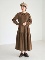 「秋季新品 」 M-2XL 娃娃領寬鬆層次長袖洋裝