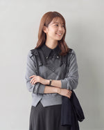 「秋季新品 」S-XL 菱格拼接飄帶翻領衛衣