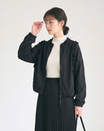「兩色」「秋季新品 」 M-2XL 荷葉邊寬鬆短版夾克
