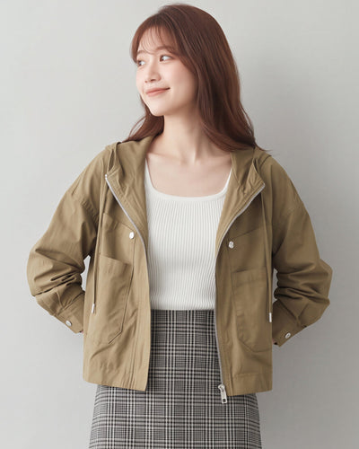 「秋季新品 」M-2XL 連帽短版寬鬆夾克