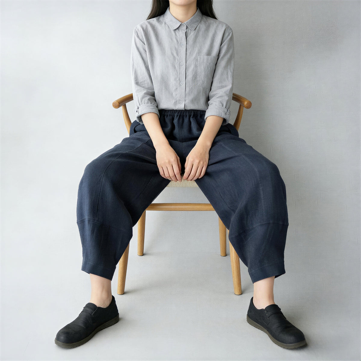 「多色」S~5XL 鬆緊腰寬鬆立體哈倫褲