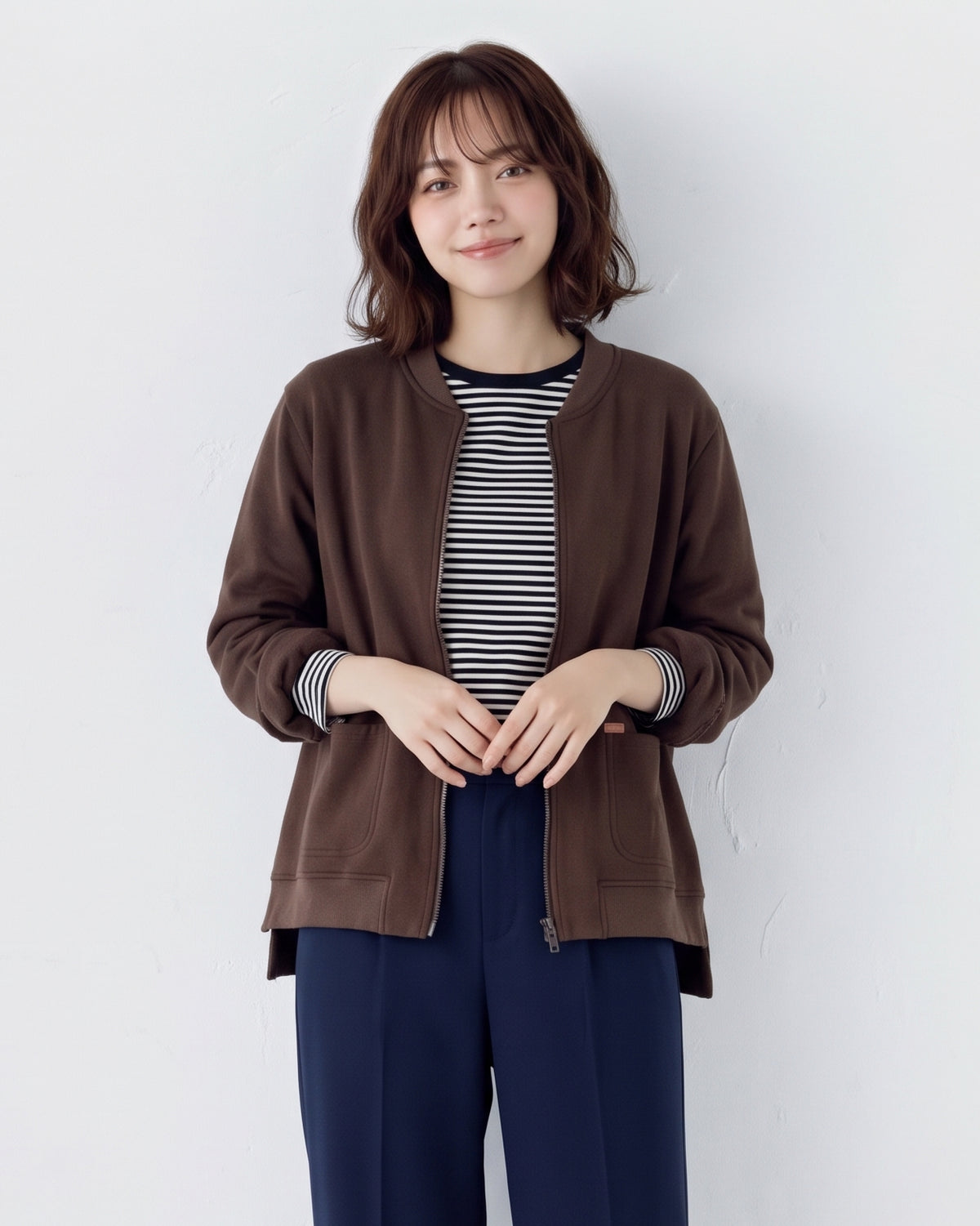 「兩色」「秋季新品 」M-4XL 寬鬆圓領大口袋夾克