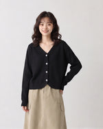 「兩色」S-2XL V領圓弧下襬 | 寬鬆針織開襟衫