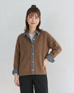 「3色」「秋季新品 」M-XL 拼接翻領短版針織開襟衫