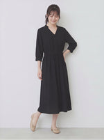 「秋季新品 」 S-2XL  V領收腰中長洋裝