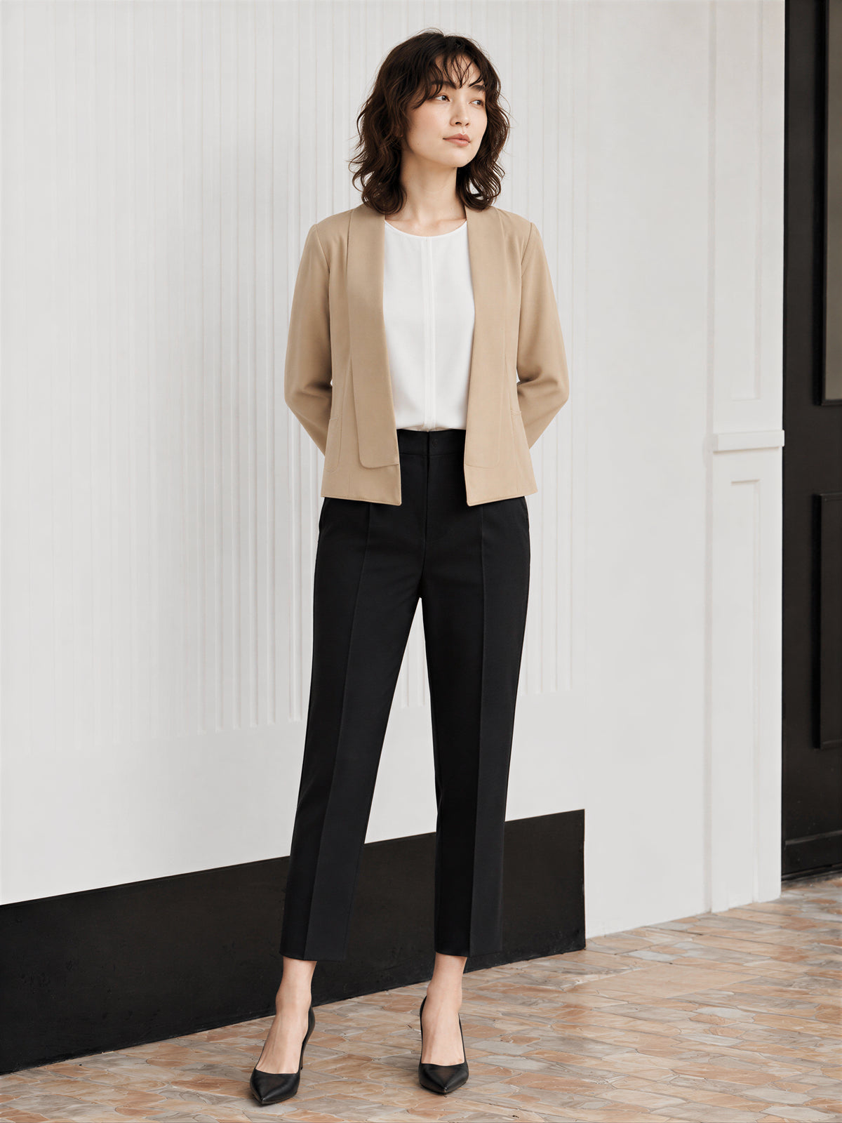 「秋季新品 」「兩色」S-2XL 品質短版開襟七分袖西裝外套