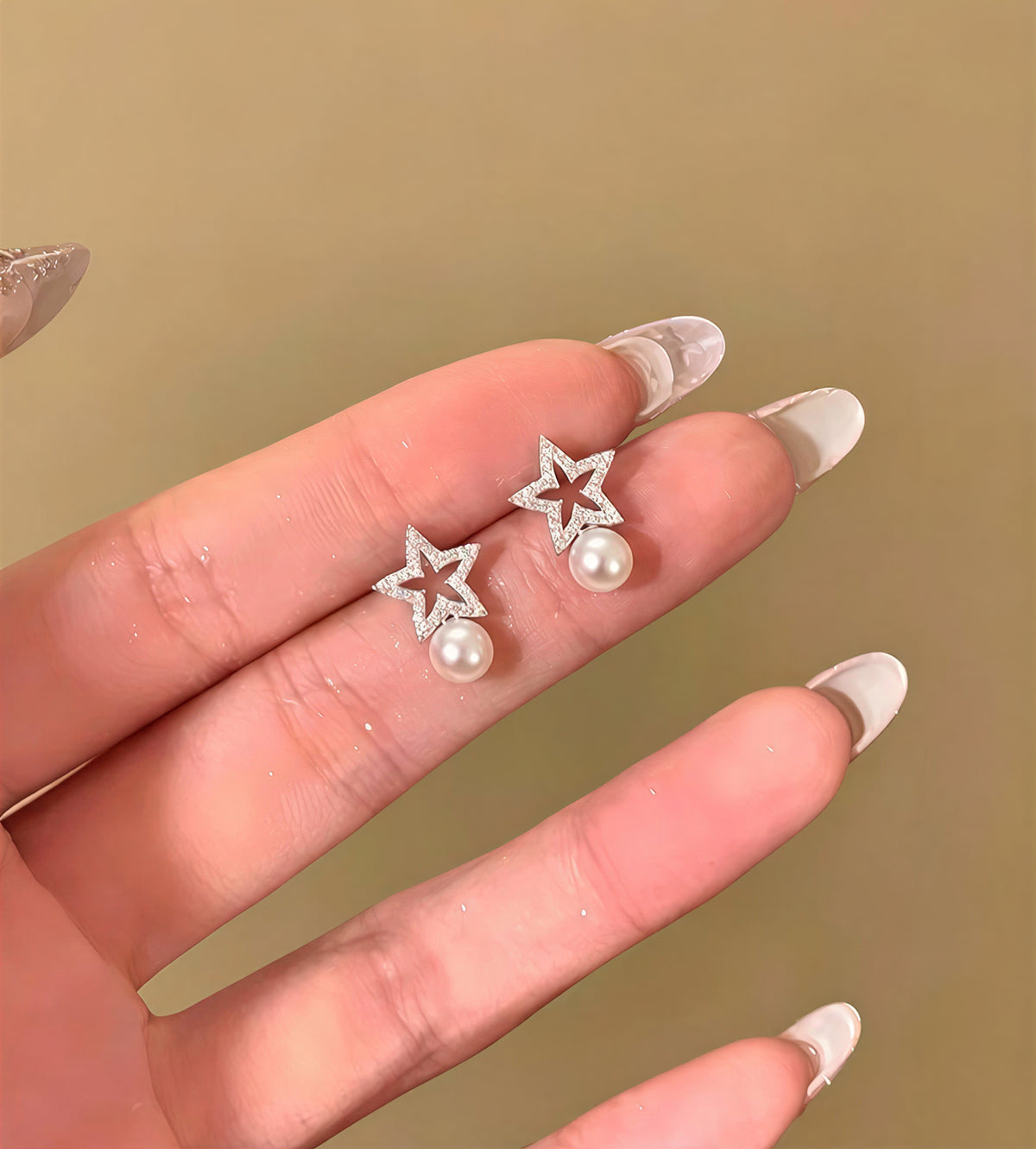 滿鑽星星圓珠耳釘