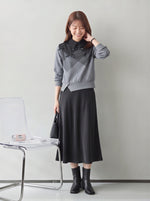 「秋季新品 」S-XL 菱格拼接飄帶翻領衛衣