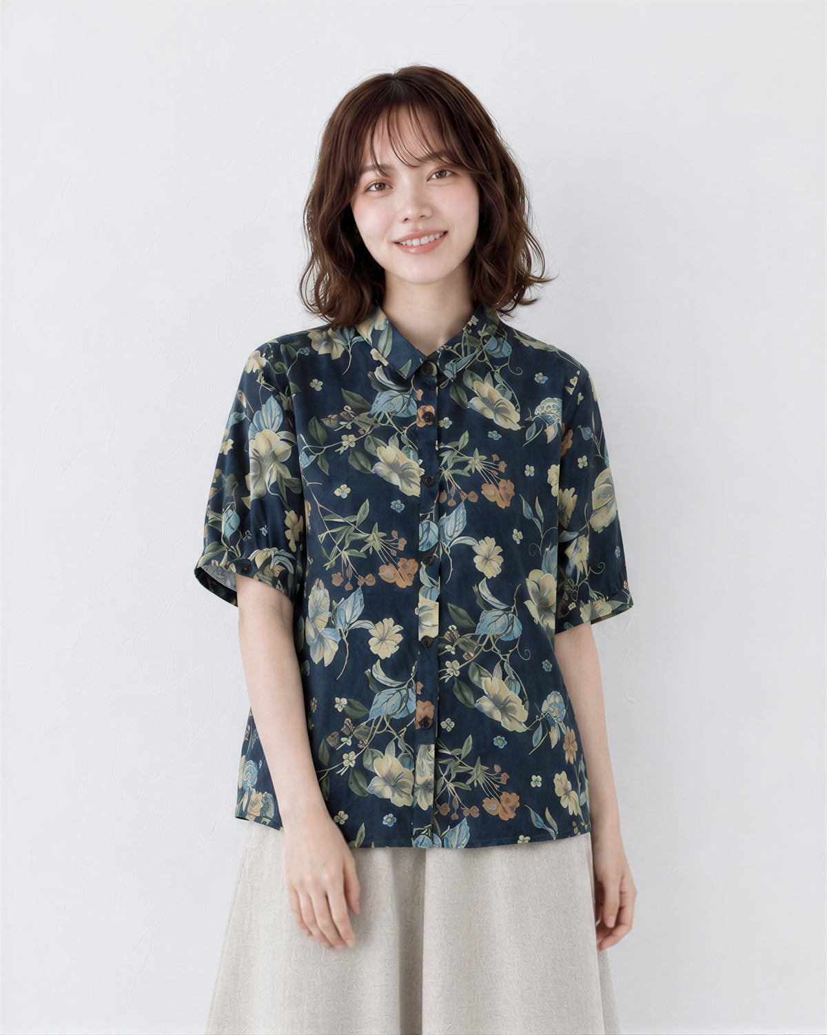 M-2XL 舒適休閒復古 | 印花藍色襯衫