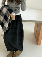 「兩色」「秋季新品 」M-XL 抓皺蓬感高腰半身裙