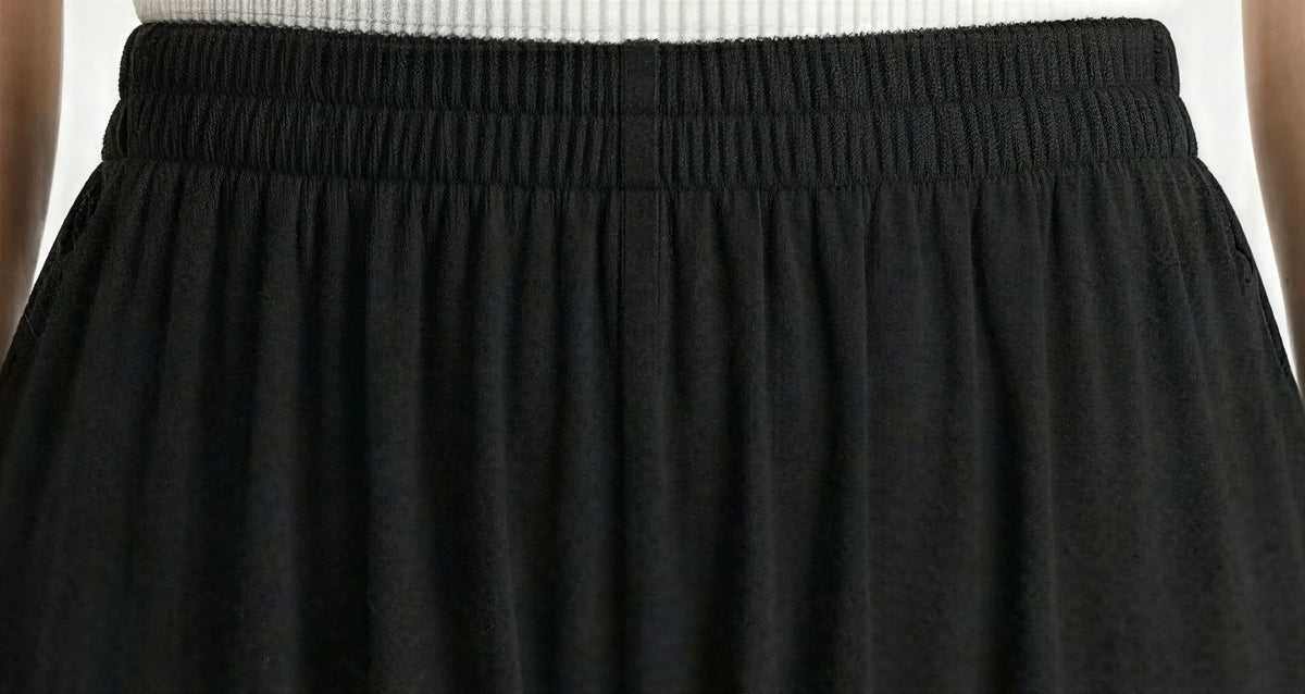 「秋季新品 」黑色鬆緊高腰 | 垂墜感闊腿褲
