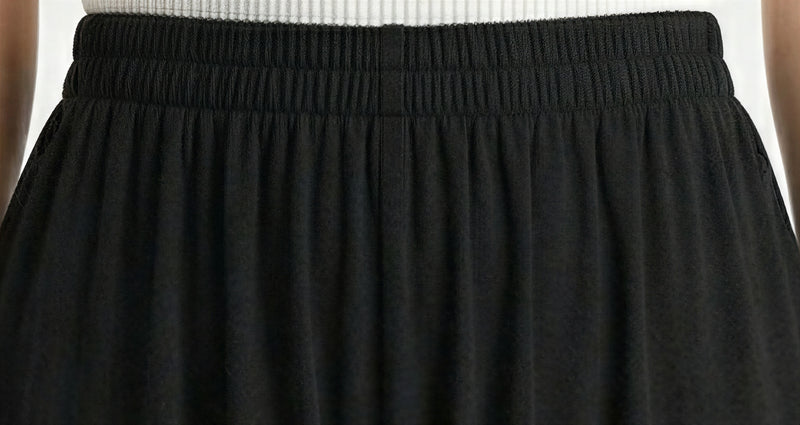 「秋季新品 」黑色鬆緊高腰 | 垂墜感闊腿褲