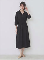 「秋季新品 」 S-2XL  V領收腰中長洋裝