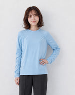 「秋季新品 」「兩色」S-XL 抽皺拼線寬鬆長袖T恤