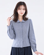收腰短版泡袖襯衫-淺藍色-2XL