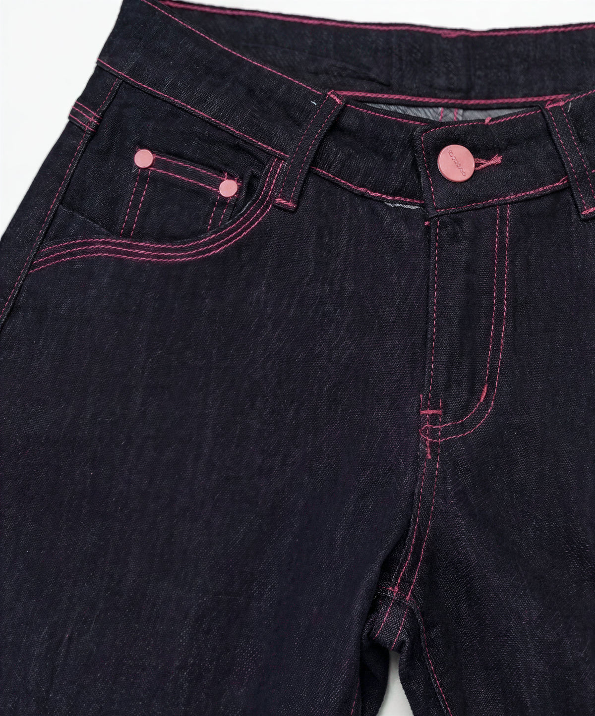 「秋季新品 」S-XL 高腰寬褲撞色車線牛仔褲