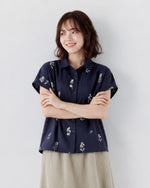 「兩色」M-3XL 小圓領 | 印花寬鬆短袖襯衫