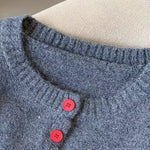 「秋季新品 」撞色羅紋愛心刺繡針織開襟衫