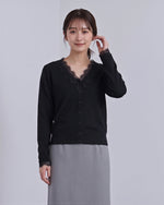 「秋季新品 」「兩色」蕾絲V領修身針織衫
