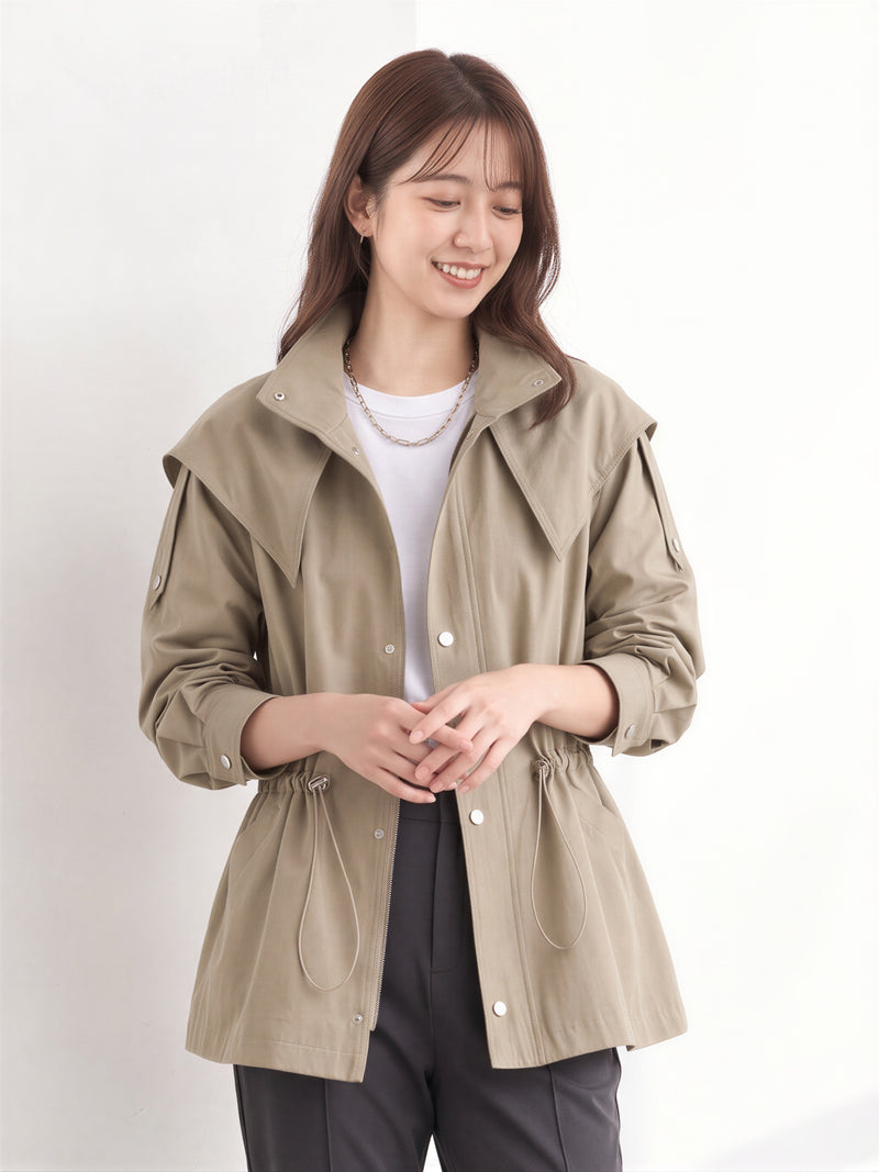 「兩色」「秋季新品 」 S-2XL 連帽抽繩廓形風衣