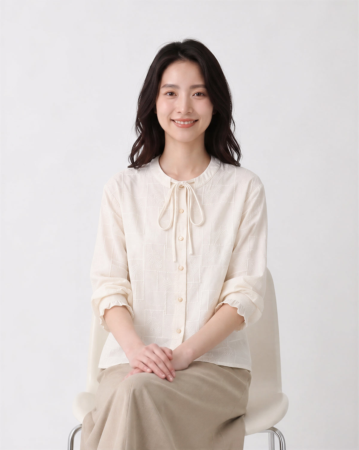 「秋季新品 」氣質純棉舒適 | 綁帶木耳邊寬鬆襯衫