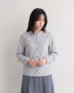 「秋季新品 」 M-XL 純棉甄選 | 條紋拼接燈籠袖襯衫