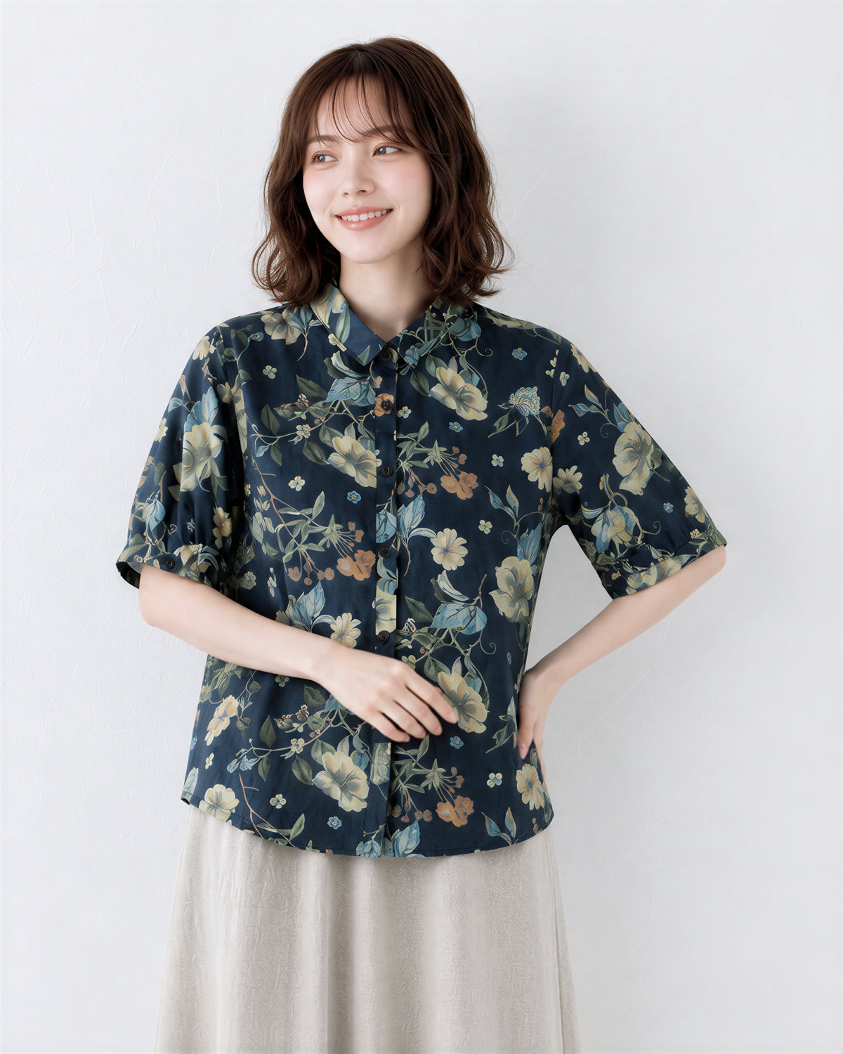 M-2XL 舒適休閒復古 | 印花藍色襯衫