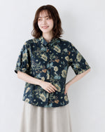 M-2XL 舒適休閒復古 | 印花藍色襯衫