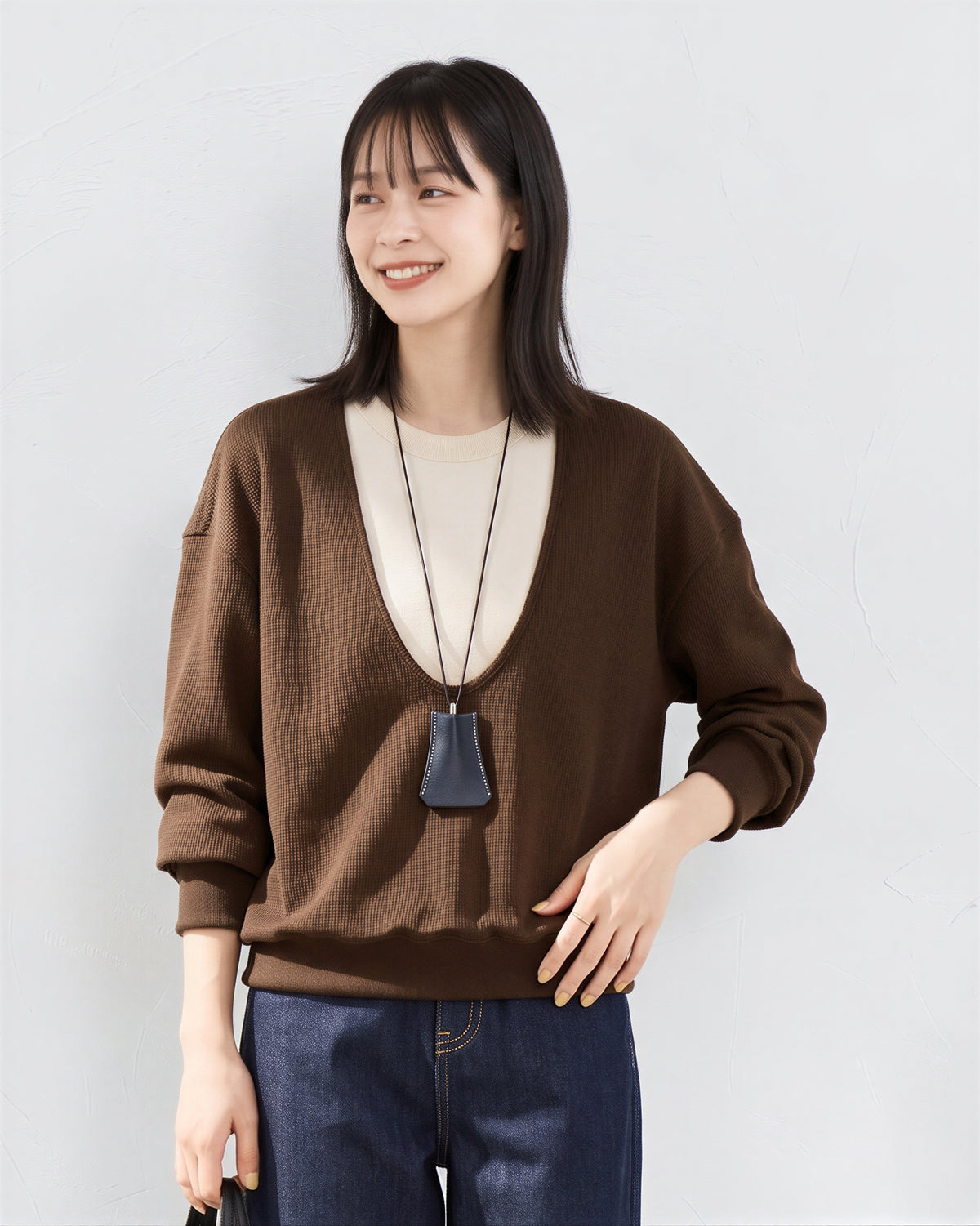 「秋季新品 」深V疊層寬鬆假兩件衛衣