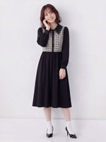 「秋季新品 」S-XL 拼接翻領收腰襯衫長袖洋裝