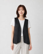 M-2XL 黑色深V排扣寬鬆背心