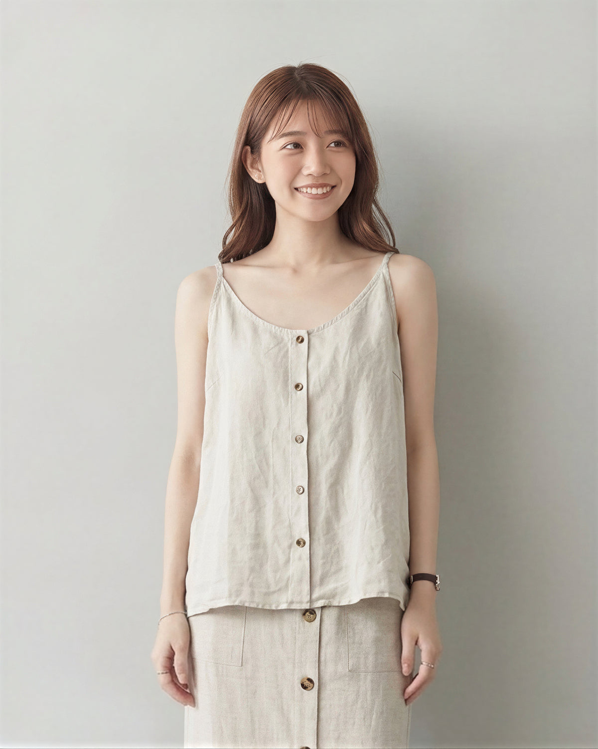 M-3XL 清涼夏日 | 細肩帶排釦寬鬆吊帶背心