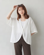 寬鬆蝙蝠袖V領防曬外套-白色-2XL
