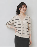 「秋季新品 」S-2XL V領條紋鏤空針織開襟衫
