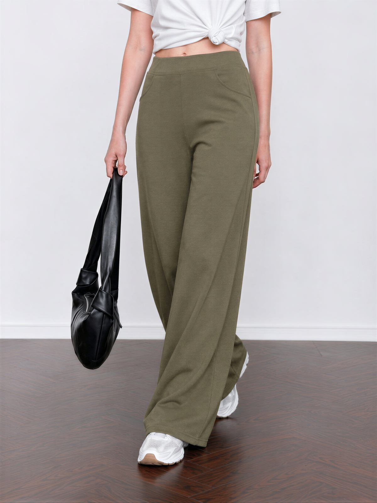 「秋季新品 」「多色」S-XL 高腰寬腿垂墜休閒褲
