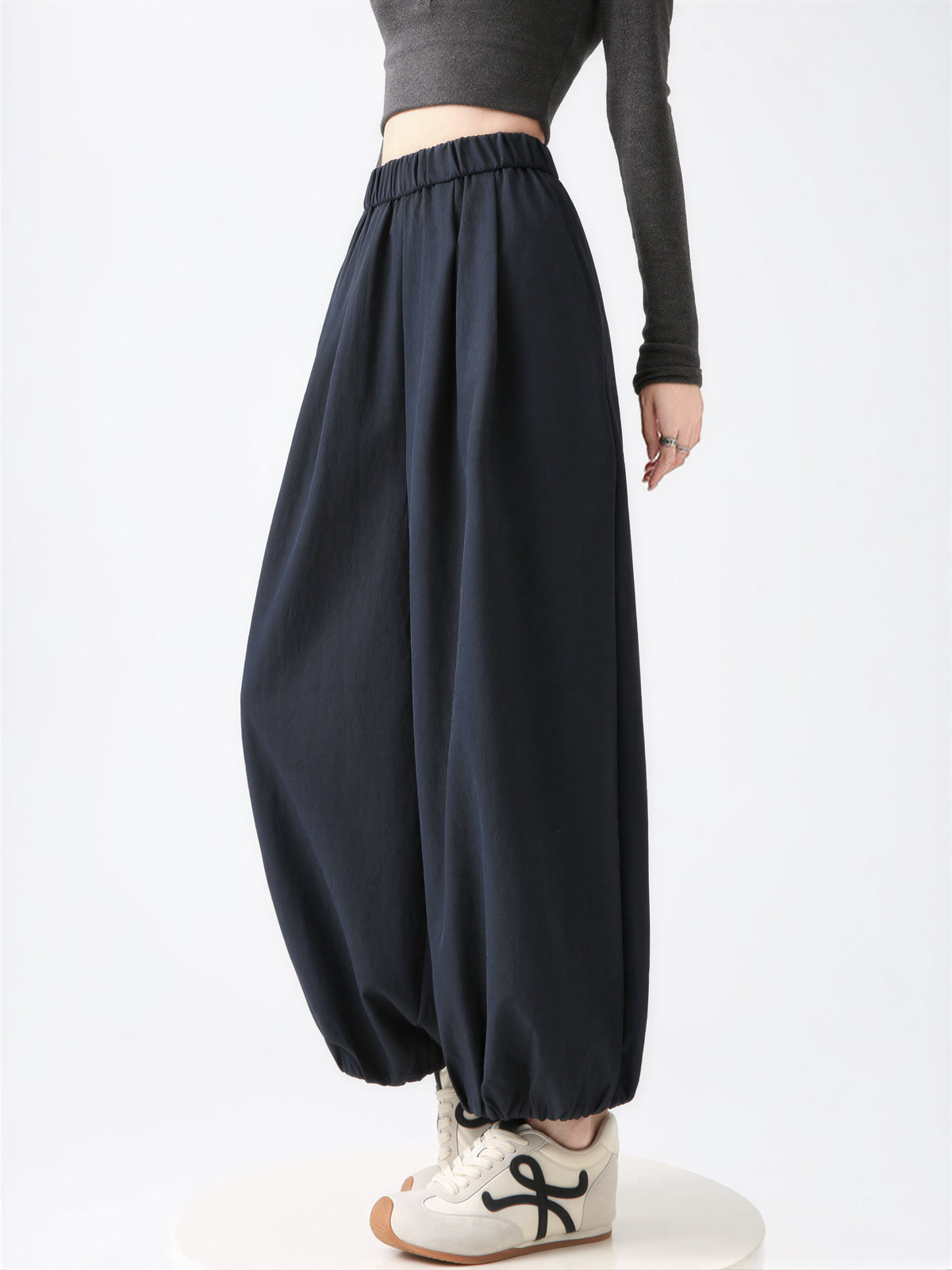 「3色」S-XL 鬆緊腰束口寬褲