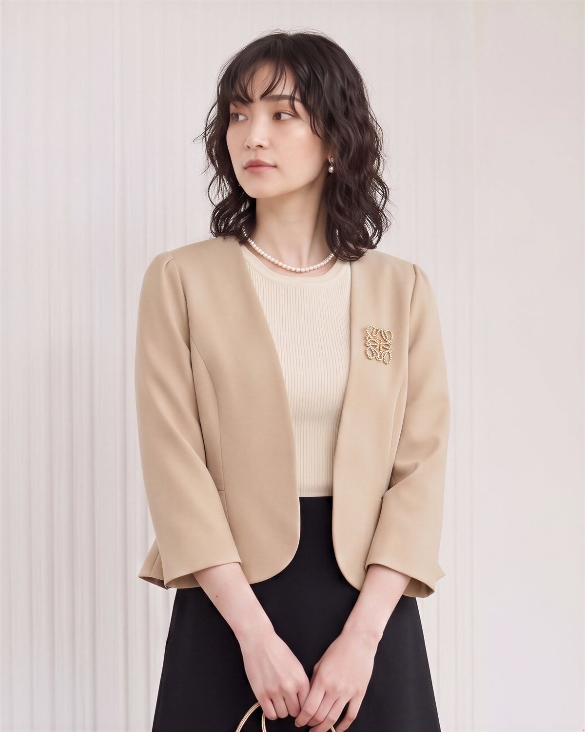 「秋季新品 」「兩色」S-2XL 品質圓領短版收腰西裝外套