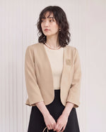 「秋季新品 」「兩色」S-2XL 品質圓領短版收腰西裝外套