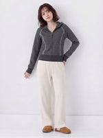 「秋季新品 」S-XL 條紋連帽拼線衛衣