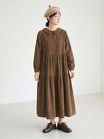 「秋季新品 」 M-2XL 娃娃領寬鬆層次長袖洋裝