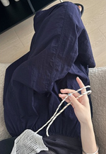 鬆緊抽繩高腰寬擺A字裙