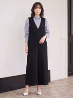 「秋季新品 」「兩色」V領寬褲連身褲