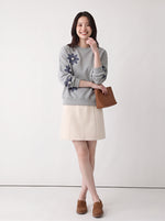 「秋季新品 」S-3XL 立體花朵寬鬆灰色衛衣