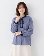 「秋季新品 」S-2XL 木耳邊綁帶格紋襯衫