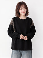 「秋季新品 」拼接豹紋寬鬆衛衣