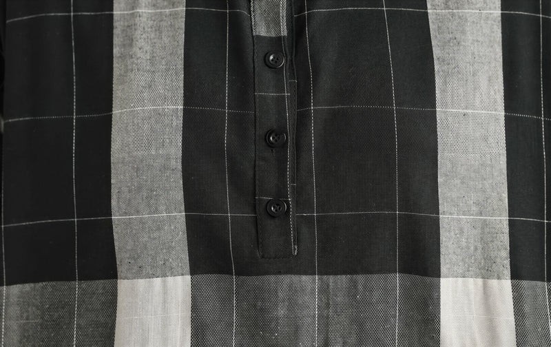 M-2XL 寬鬆落肩大格紋襯衫