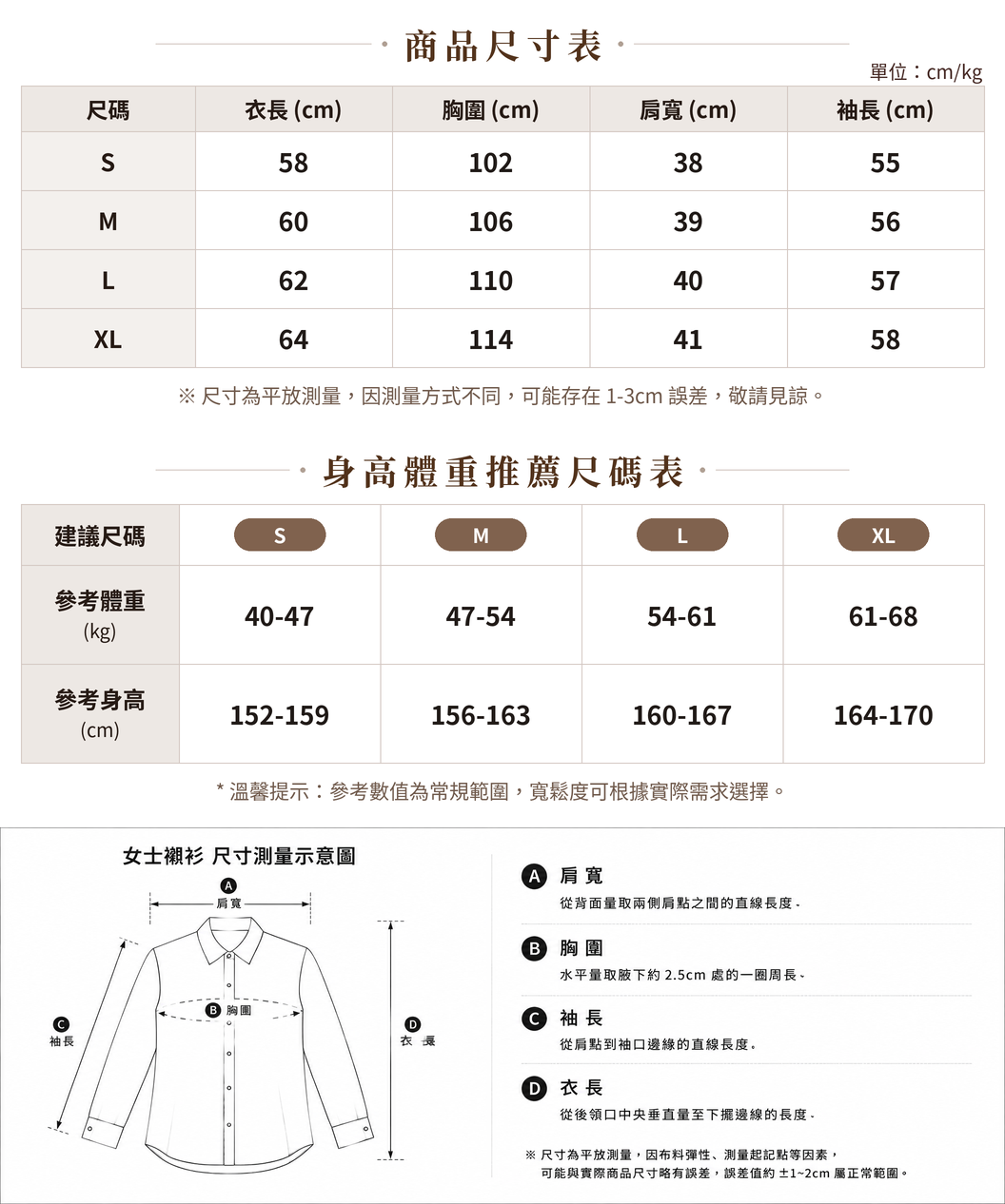 「兩色」S-XL 翻領深V拼接 | 收腰假兩件針織衫 size chart 1