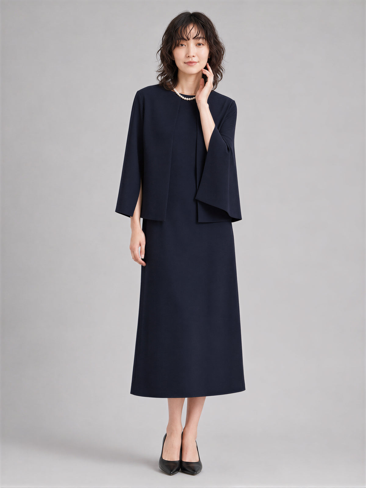 「秋季新品 」「兩色」S-2XL 品質兩件式 簡約開襟外套+洋裝 套裝