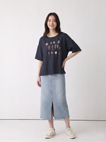 「3色」M-2XL 刺繡圖案 | 寬鬆舒適休閒圓領T恤
